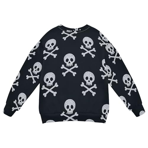 JUNZAN White Skull and Crossbones Crayon Kids Boys Sweatshirt Hoodie Crewneck Sweatshirt With Hoodie Athletic 4T2