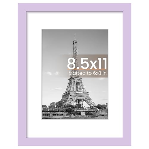 Image of upsimples 8.5 By 11 Picture Frame, Display Pictures 6x8 with Mat or 8.5 x 11 Without, Wall Hanging Photo Frames, Purple, 1 Pack