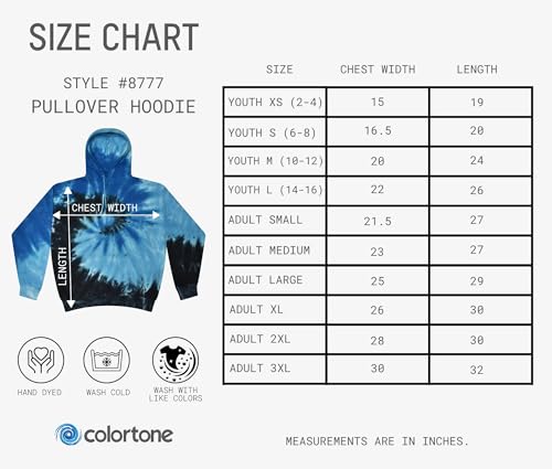 Image of Colortone Tie Dye Pullover Hoodies for Women and Men - Classic Fit Sweatshirts