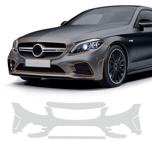 FDAIUN Clear Car Pre-Cut Paint Protective Film for 2019-2023 Mercedes-Benz C205 C-Class Coupe AMG C43 CoupeSelf Adhesive Waterproof HD Scratch Exterior Accessories (Front Bumper 5Pcs)