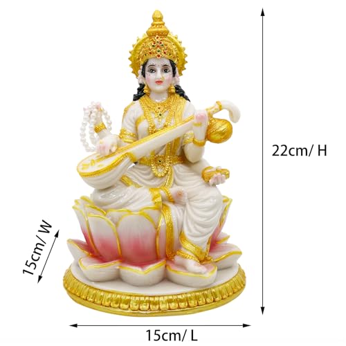 Estatua Saraswati Diosa Hindú 8.7 pulg Polystone miniatura 5