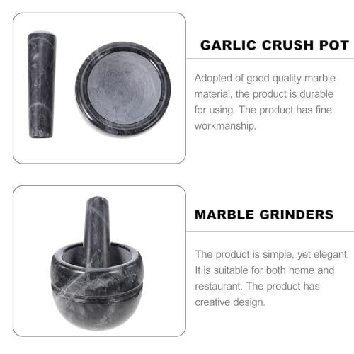 Mortero de mármol negro KICHOUSE con pulido fino, machacador elegante de diseño simple para el hogar 3