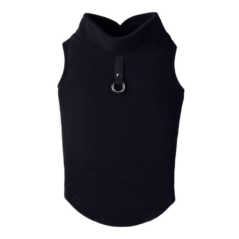 Casaco de fleece para cães Gooby, colete pulôver de poliéster, Black, tamanho Médio (aprox. 5 kg)