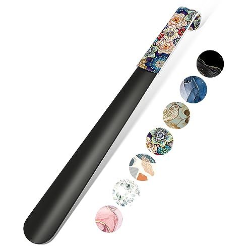 Gukeniu 16.5 Inch Long Handle Shoe Horn for Seniors Men Women Kids Metal Shoe Horns for Boots Retro Flower
