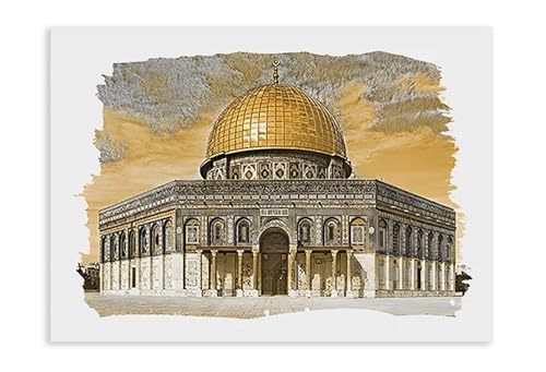 Pósteres de arte de pared dorado para la sala de estar con cúpula de mezquita islámica