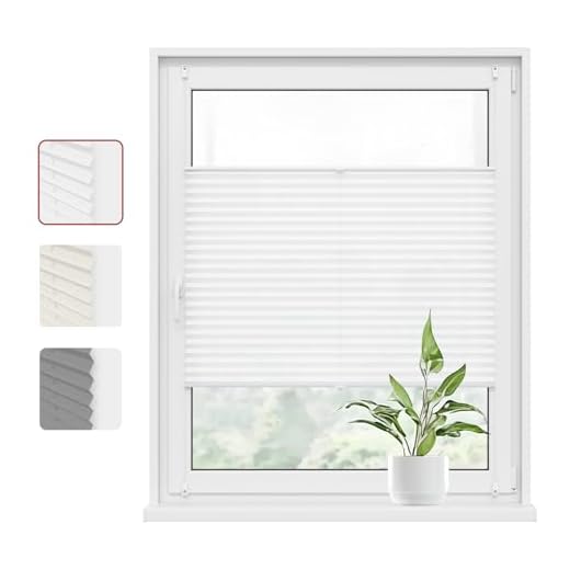 WOLTU Estor Cortina Plisada sin Taladrar, Cortina Enrollable Plisado para Puerta y Ventana, Persianas Protección de la Intimidad Solar UV, 70x100cm Blanco