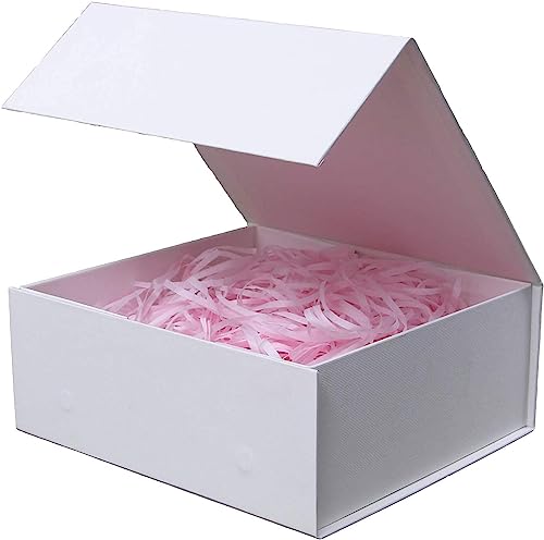 Image of Rsgift White Gift Boxes with Lid,13.5x9x4 Inches,Magnetic Closure for Women - Wedding, Birthday, Graduation Packaging