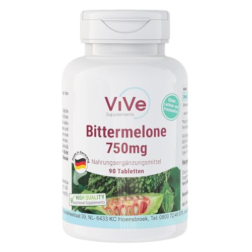 Bittermelone-Extrakt 750mg - 90 Tabletten + Chrompicolinat - vegan - standardisiert auf 10% Charantin | Qualität aus Deutschland von ViVe Supplements