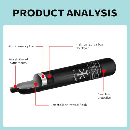 TUXING 4500Psi Pcp Air Tank 0.7L 42Cu in 700cc Carbon Fiber HPA Tank,Gas Cylinder,Paintball Hunting for PCP Air Rifle Gun Daystate and FX Thread M18 * 1.5 - Image 7