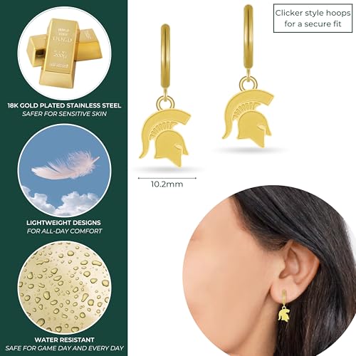 Stone Armory Brincos para Michigan State Spartans – Joias de aço inoxidável folheadas a ouro 18K pro