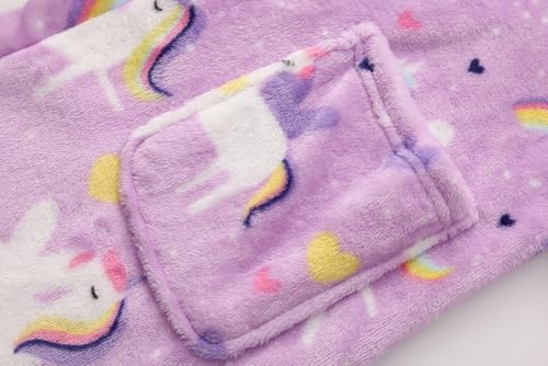 Image of Girls Soft Fleece Robes Plush Hooded Bathrobes Sleepwear for Kids 2-16 Years