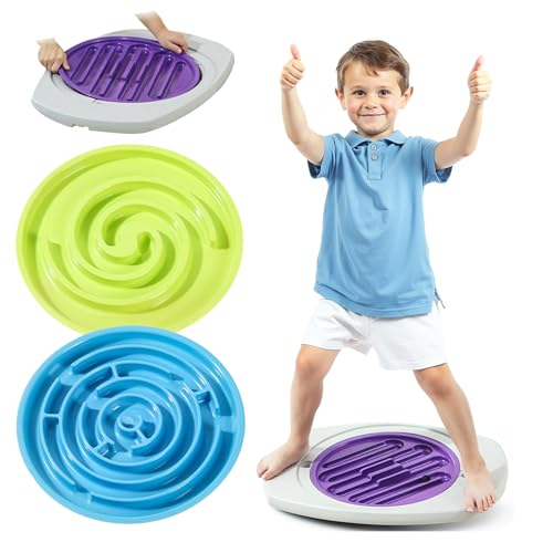 Balance Board Wobble Board with Maze Kids Balance Boards with 3 Replacement Labyrinth Boards and 2 Balls, Balance Trainer for Sensory Training for Physical Therapy & Core Strength, Max Load 220 Lbs