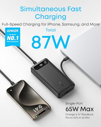 Anker Power Bank, 20,000mAh Portable Charger with Built-in USB-C Cable, 87W Max Fast Charging Battery Pack, for iPhone 17/16/15/14/13 Series, Samsung, Switch, and More - Image 3