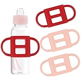 IMPRESA [4 Pack] Pink Bottle Handles for Dr Brown Baby Bottles - Teach Babies to Drink Independently for Sippy Bottle - Baby Bottle Holder for Easy Grip
