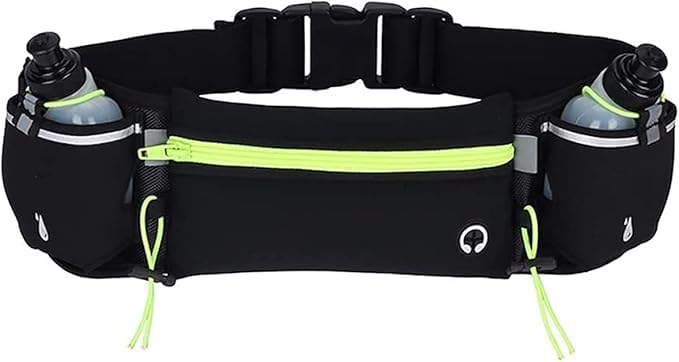 Running Waist Bag with Water Bottles – Waterproof Sports Fanny Pack with Phone Holder & Adjustable Strap (Green)-image-4