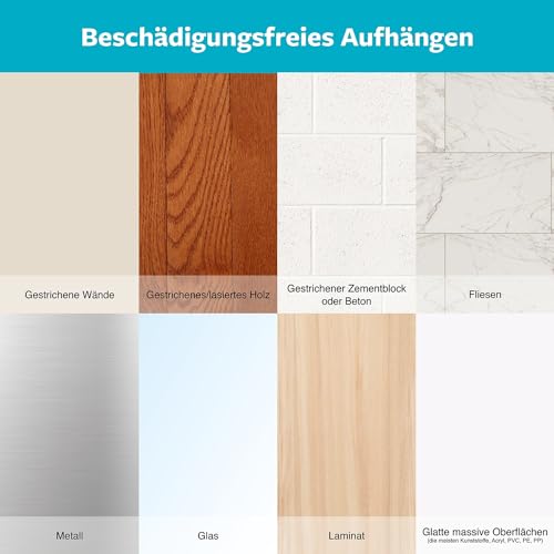 Command Badezimmer Metallhaken, satiniertes Nickel, groß - 1 Haken und 2 wasserfeste Streifen - Organisieren ohne Löcher und Bohren - Haltekraft bis zu 2,2 kg