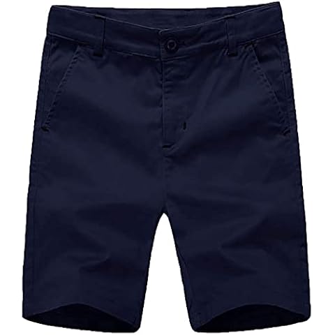 BASADINA Boys Shorts with Adjustable Waist School Chino Shorts for Kid 4-14 Years, 6 Colors to Choose Navy Cover