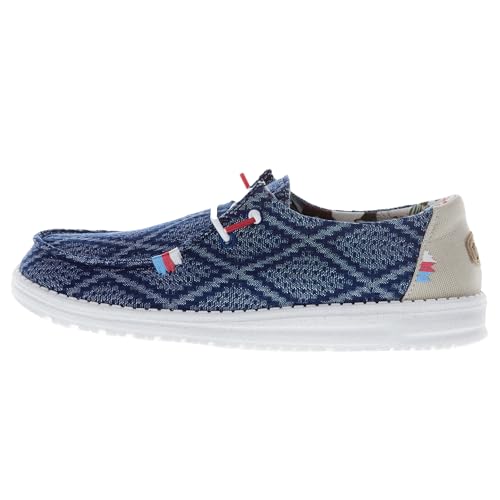 Image of HEYDUDE Women's Wendy Boho Slip On Shoe, True Blue Size 5 | Lightweight Casual Loafer with Memory Foam Insole