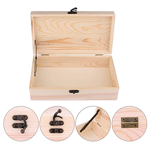 Dedoot Unfinished Wooden Box With Hinged Lid 9.7X5.5X2.7 Inch Rectangle Keepsake Box Clasp Wood Box, Storage Box Wooden Gift Boxes For Diy Crafts, Home Deocration, Jewelry #TOP2