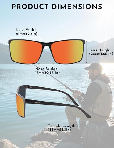 Image of BIRCEN Polarized Anti-Glare Sunglasses for Men: Lightweight Metal Wrap around Sun Glasses UV Protection for Driving Fishing