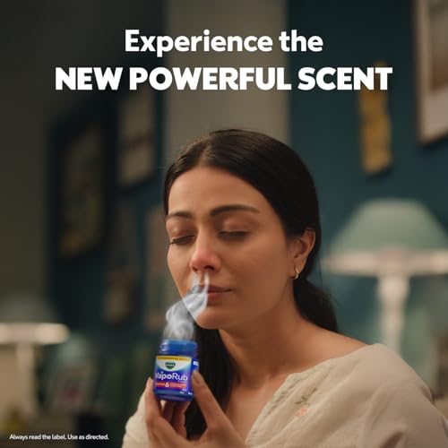 Vicks Vaporub Relief From Cold, Cough, Blocked Nose, Headache, Body ache, Muscular stiffness and Breathing difficulty, 105ml