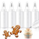Lemonroad 5 Pcs Plastic Squeeze Bottles For Cookie Icing Bottle Decorating Supplies Squeezing Applicator Writer For Food Coloring Frosting Pancake Arts(4Oz)
