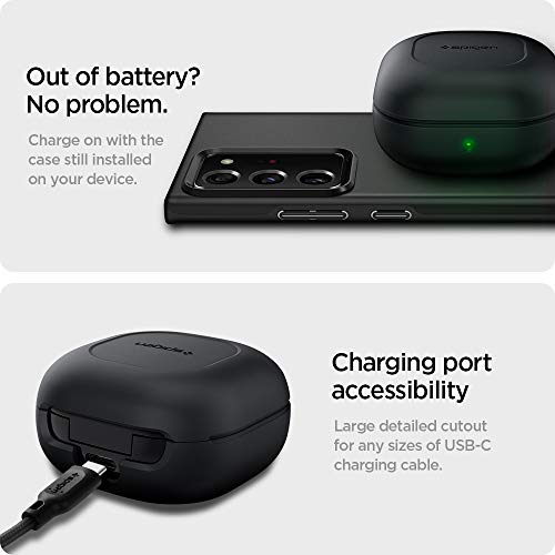 Image of Spigen Core Armor | Samsung Galaxy Buds 2 /2 Pro /Pro /Core /FE /Live Case Cover [Carabiner Included] [Shock-Proof] [Light Compact] TPU - Matte Black
