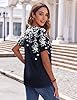 Zeagoo Womens Summer Short Sleeve T-Shirts V Neck Button Tops Casual Henley Shirts Basic Tunic Blouse Navy Blue Flower S #4