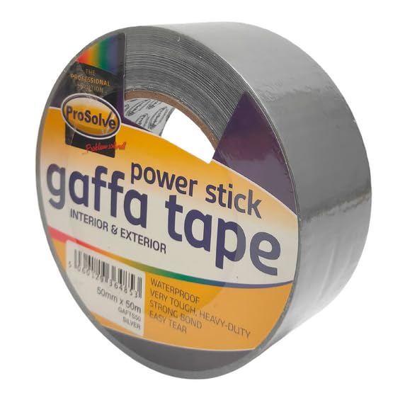 ProSolve 50mm x 50m Waterproof Gaffa Tape Roll - Gaffa Cloth Tape for Multipurpose Use (10, SILVER)