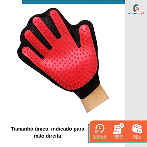 Luva Pet Escova E Tira Pelos Magnética Vermelho