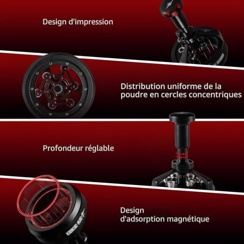 MHW-3BOMBER Yu Cyclone 58mm Wdt Tool pour Espresso, Outil de Distribution pour Barista, 0,25 mm, 14 Aiguilles, Mélangeur à Café Espresso 58,35mm Noir – vue 2