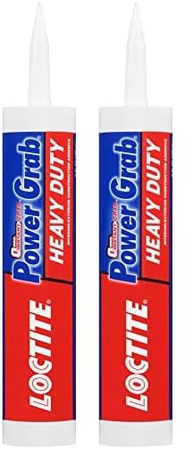 LoctitePower Grab Express Heavy Duty Construction Adhesive, Versatile Construction Glue for Wood, Wall, Tile, Foam Board & More - 9 fl oz Cartridge, Pack of 2