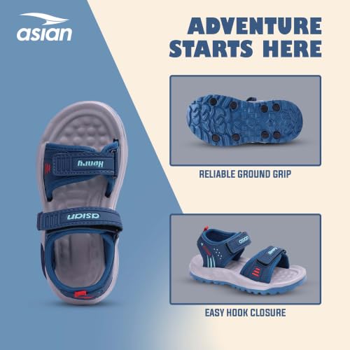 Image of ASIAN Henry-04 Kids Sandals with Dual Velcro Straps | Cushioned Footbed, Lightweight Sole, Open-Toe Casual Outdoor Sandals