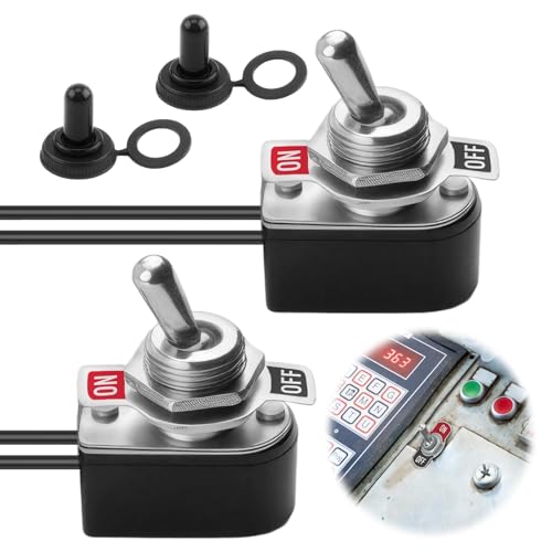 Kippschalter 6A 125V 3A 250V, 2 Stück Schalter Wasserdicht 2 Polig SPST Mini Kipptaster 2 Position Ein Aus mit Wasserdichter Kappe für Autos und Elektrischen Geräten