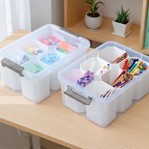 Image of Citylife 17QT 4-Pack Clear Storage Bins with Lid 6 inserts Stackable
