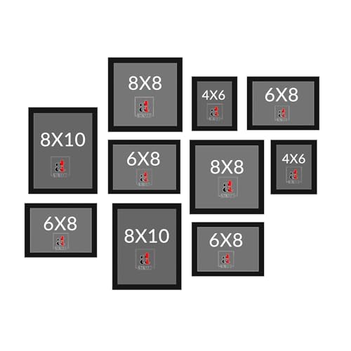 Image of Art Street Modern Wall Collage Photo Frame, Individual Picture Frame Set For Living Room, Decorative Wall Hanging Home Decor-Set Of 10 (4x6, 6x8, 8x8, 8x10 Inch, Brown)