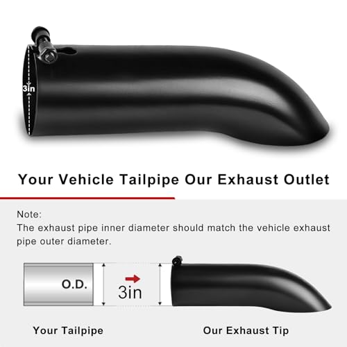 Image of 3 Inch Turn Down Exhaust Tip, 3 inch Inlet 3 inch Outlet 12 inch Overall Length