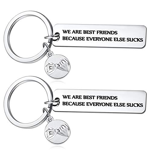 MIXJOY Gifts for Best Friend, Friendship Keychain - 2pc We are Best Friends Pinky Promise Keychains Jewelry for Teen Girl Women Coworker Birthday