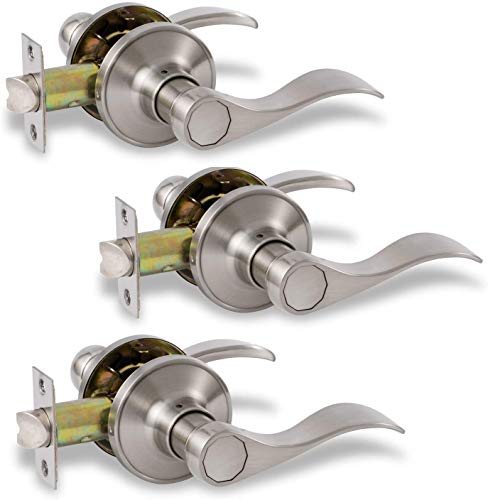 Flash Deals - 60% OFF Door Handles Satin Nickel Door Locks Door Levers Stainless Steel (3 Pack, Passage(Keyless)-Hallway/Closet Interior Doors) Super Deal Product Door Handles Satin Nickel Door Locks Door Levers Stainless Steel (3 Pack, Passage(Keyless)-Hallway/Closet Interior Doors)