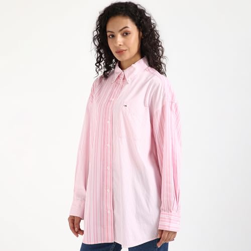 Image of Tommy Hilfiger Striped Relaxed Fit Cotton Shirt