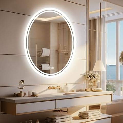LUVODI Oval Illuminated Bathroom Mirror Cover
