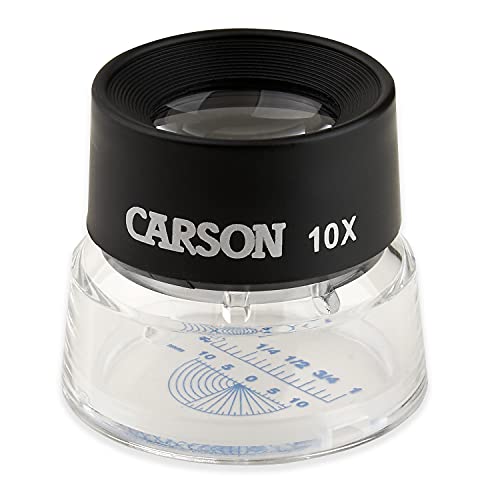 Carson LumiLoupe 10x Standlupe mit Messskala und Strichplatte, ideal zur Betrachtung von Münzen, Briefmarken, Fotos, Miniaturen, Dias, Elektronik (LL-20)