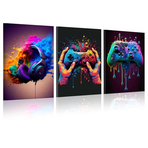 KiKiHong 3 Stück Gaming Poster mit Rahmen,Gaming Zimmer Deko Set für Playstation Zimmer,Schlafzimmer & Spielzimmer | Wohnzimmer Dekor Geschenk(30×40cm)