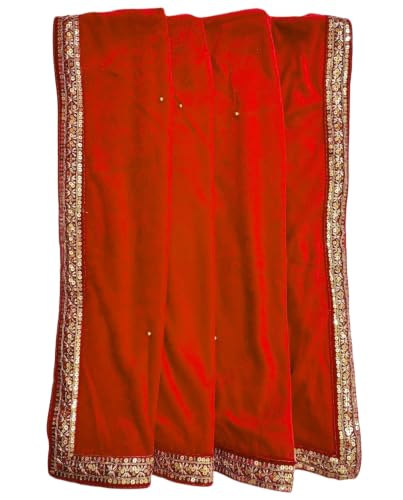 Image of Navti Creations Women's Stole Dupatta In Velvet With Cross Design Border (length -2.25m, Width-75cm)