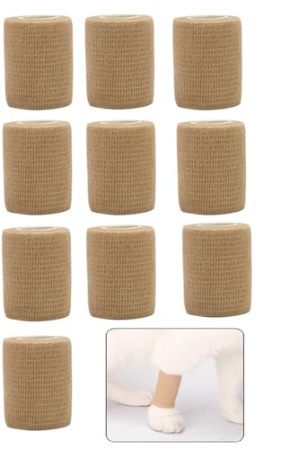 HFJEM 自着性テープ セルフテーピング 10巻入 肌色 弾性包帯 通気性 伸縮性 不織布 スポーツ保護 ペットケア 伸縮包帯 多機能 応急テープ (7.5*450cm)
