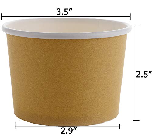 image for Lawei 100 Pack Paper Ice Cream Cups - 8 Oz Disposable Paper Dessert Bo