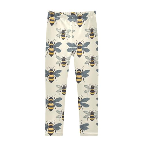 Wusikd Bees Wings Girls' Leggings Toddler Doodles Kids Yoga Pants Dance Active Tights 4T
