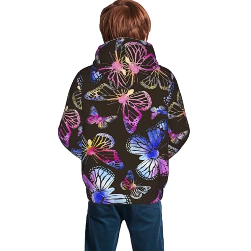 Silhouettes of Rainbow Butterflies Kid Hoodies Boys Sweatshirts Girls Pullover with Pocket4