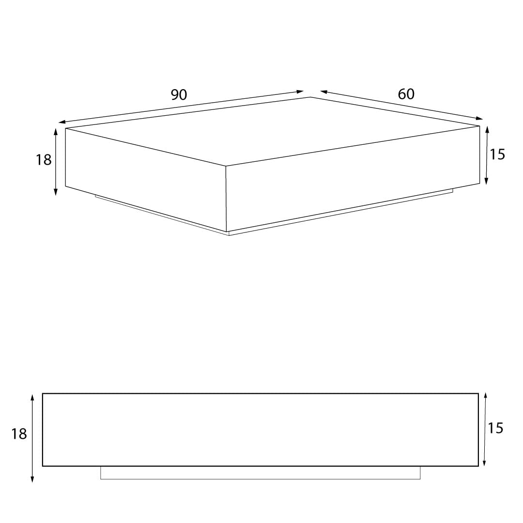 Klaar Design Tavolino Ret, tavolino da salotto, tavolino basso, tavolino da divano cm.90x60x h.18 (Rovere Rustico)