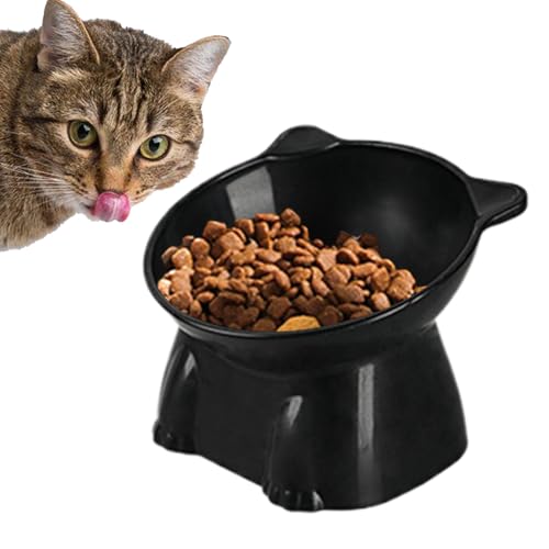 高された傾斜猫ボウル - 盛り上がった人間工学に基づいた給餌皿|かわいい形状、安定した滑り止めベース、子猫、猫、子犬、小さなペットの衛生表面を備えた抗再流量ペットフードスタンド